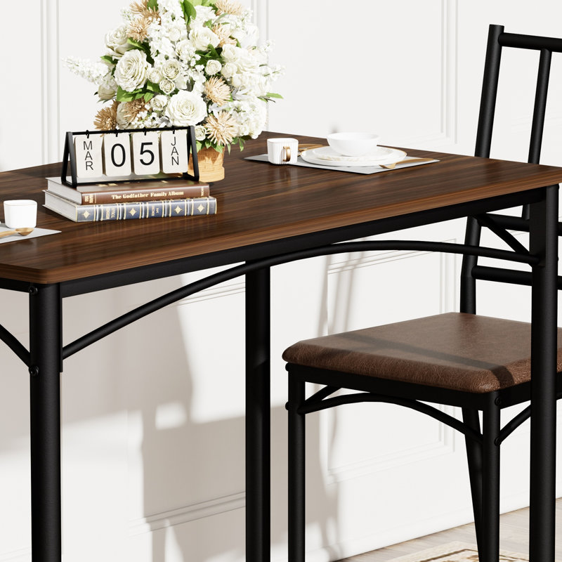 Ensembles de table de salle à manger en noyer peu encombrants, design industriel avec chaises pour la cuisine