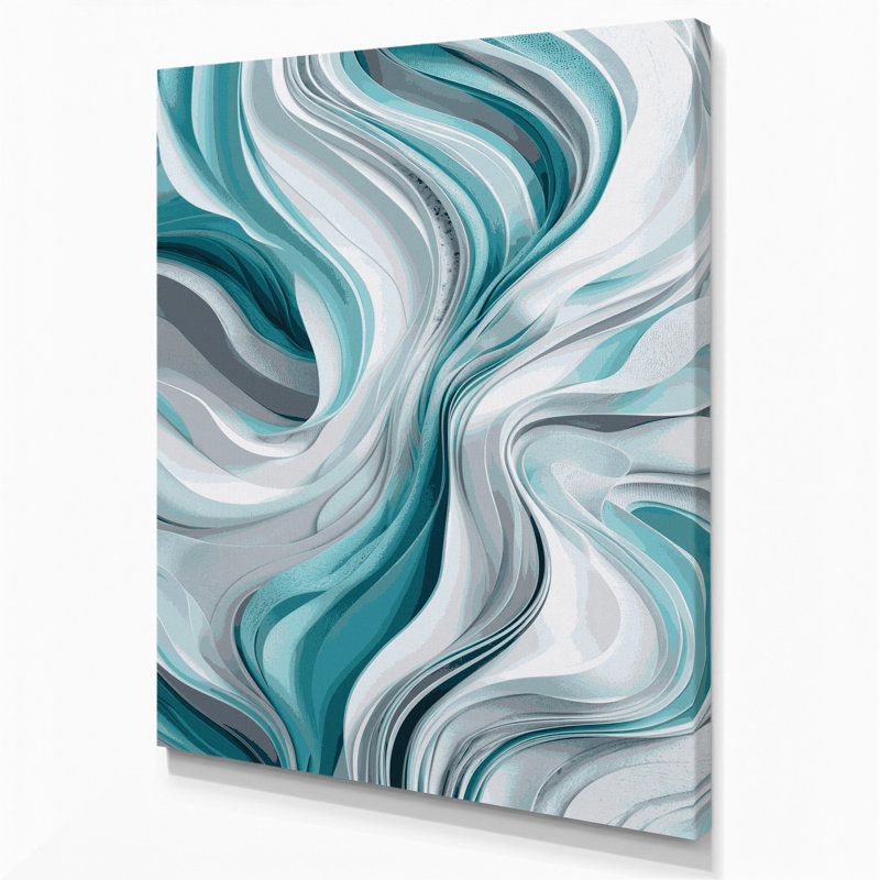 Art numérique sur toile bleue, "Abstraction numérique 39", H 11 po x l 14 po