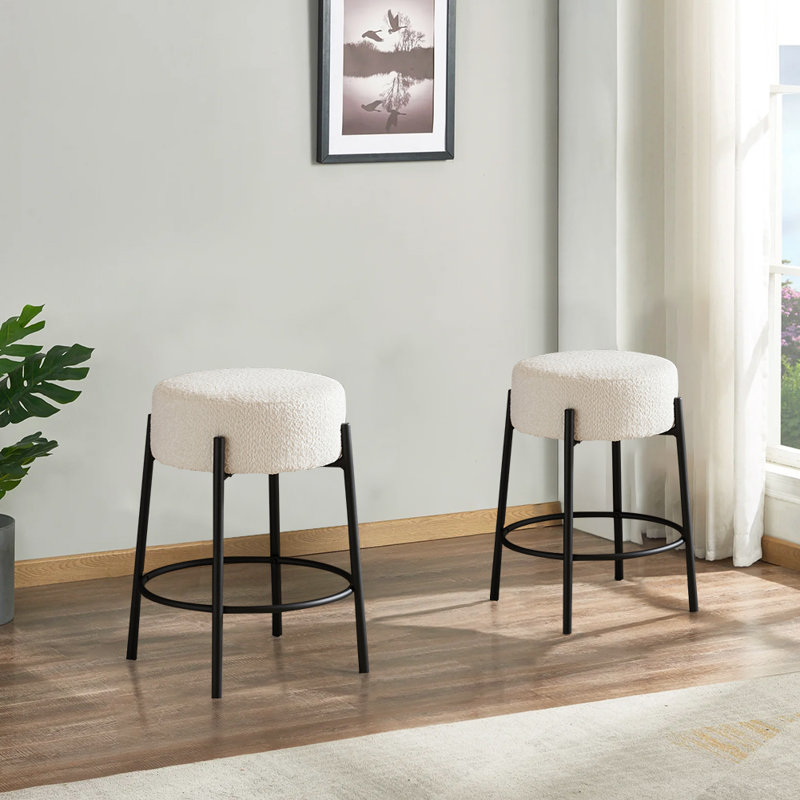 Tabouret de comptoir 24 po Charneco, Noir, Blanc