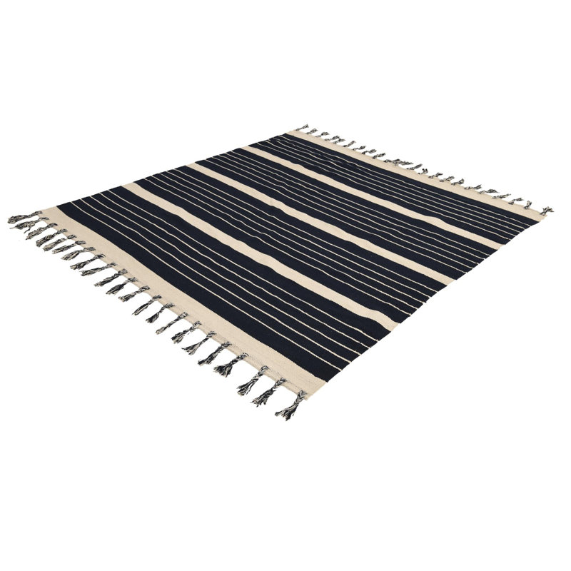 Iustin Cotton Striped Indoor Rug, Square 7'1"