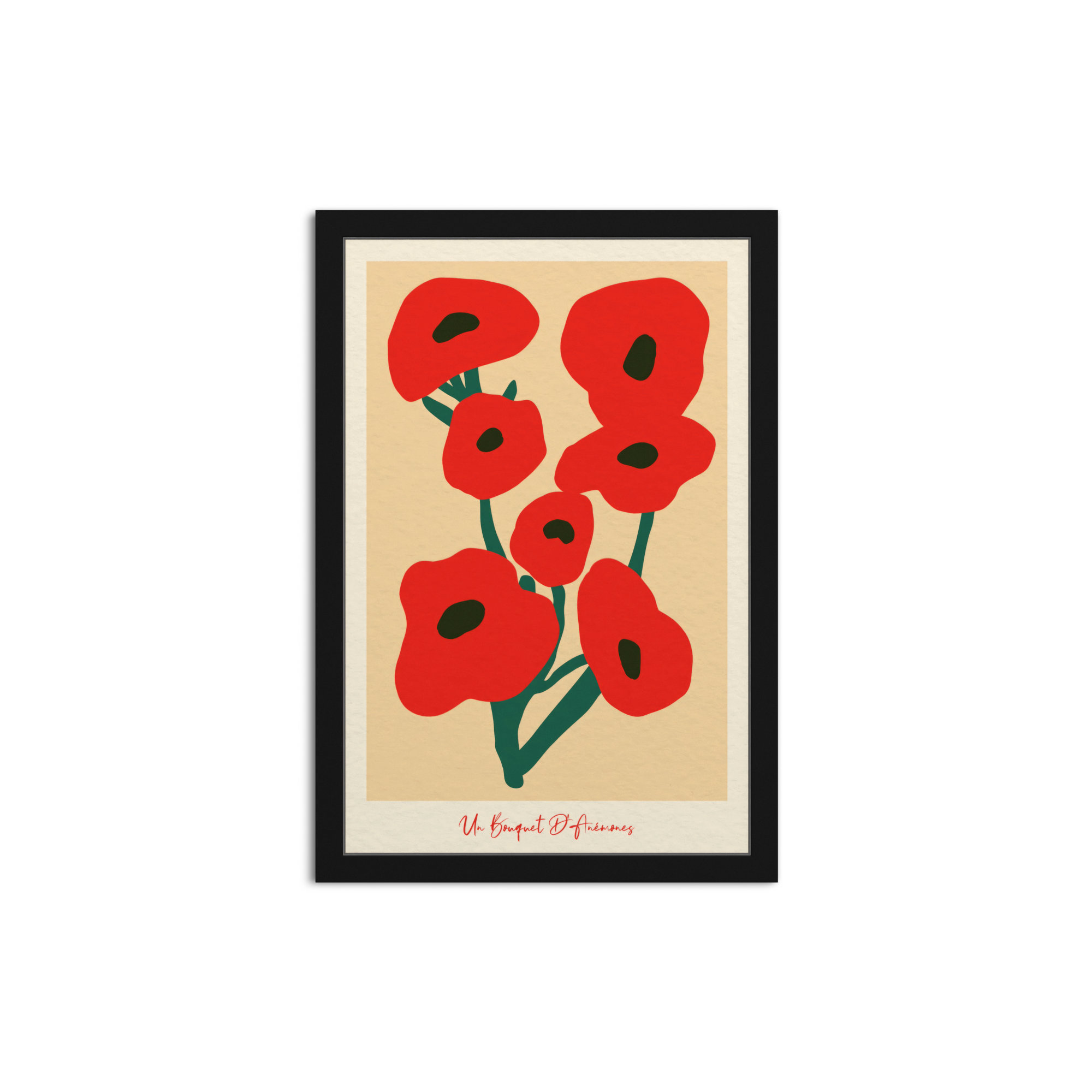 Modern Red Flower Bouquet by Oliver Gal, 32" H x 22" W, Black