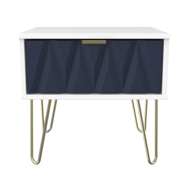 Fully Assembled Swanwyck 1 - Drawer Nightstand, Indigo Matt / White