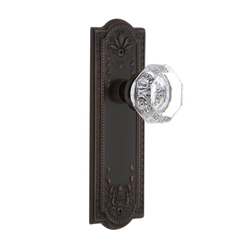 Plaque Meadows avec bouton de porte Waldorf, Bronze frotté à l'huile, 2 3/4 po, Confidentialité