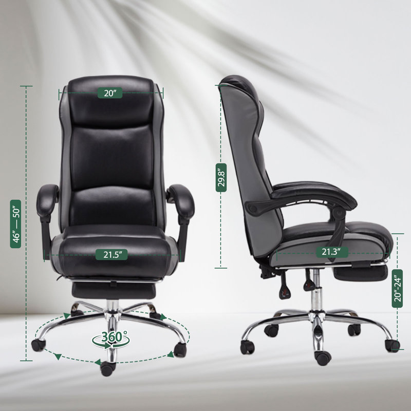 Fauteuil de direction Inbox Zero Office avec hauteur et angle réglables, Noir