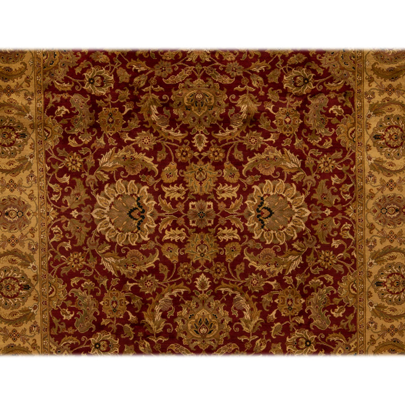 Tapis rouge et or noué à la main de haute qualité