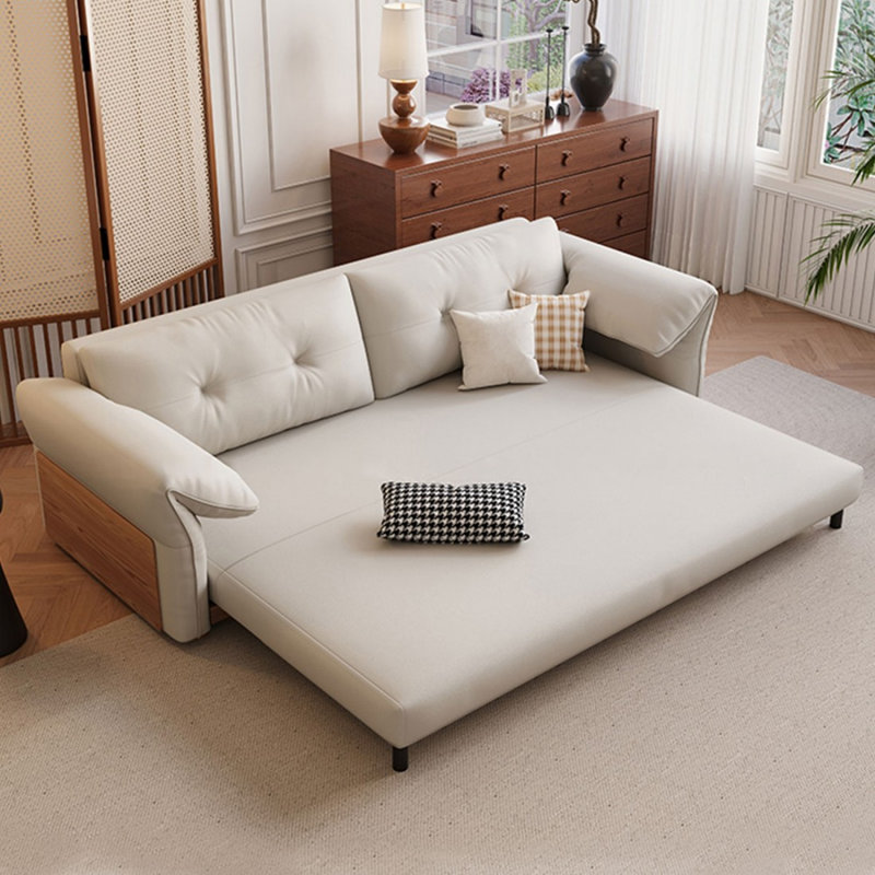 Canapé-lit causeuse en similicuir beige, 72.83"W*33.86"D*35.43"H