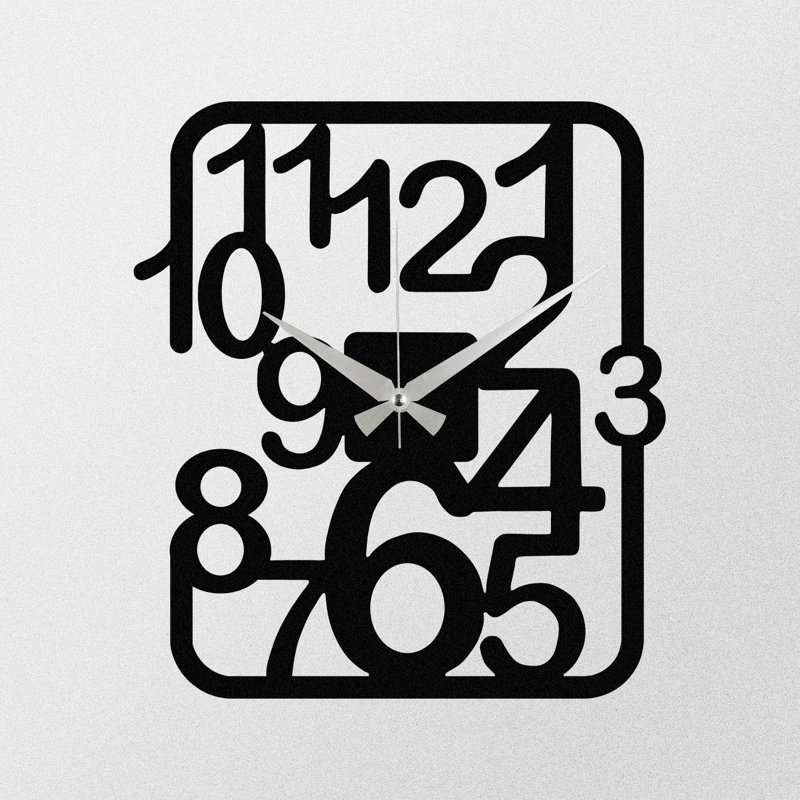 Elegant Decorative Metal Wall Clock, Black, 18.9 x 16.9 inches | 100% Metal Construction, Thickness: 0.05 inches | Requires 1 AA Battery (Not Included) | Perfect for Home or Office Décor, Timeless Style