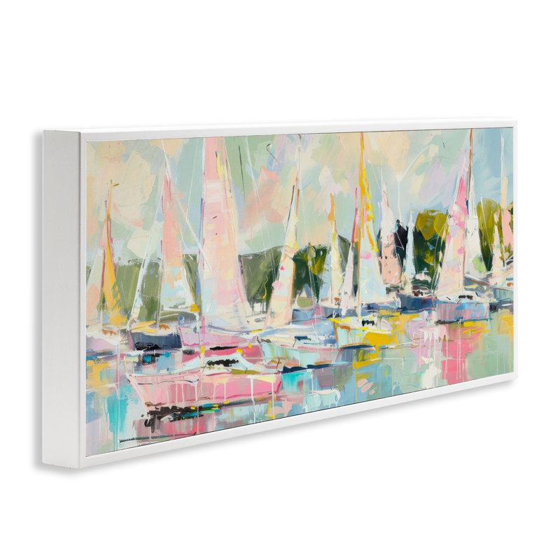 Voile pastel avec giclée encadrée de peinture moderne, design by Creative Studio, H 10 po x l 24 po