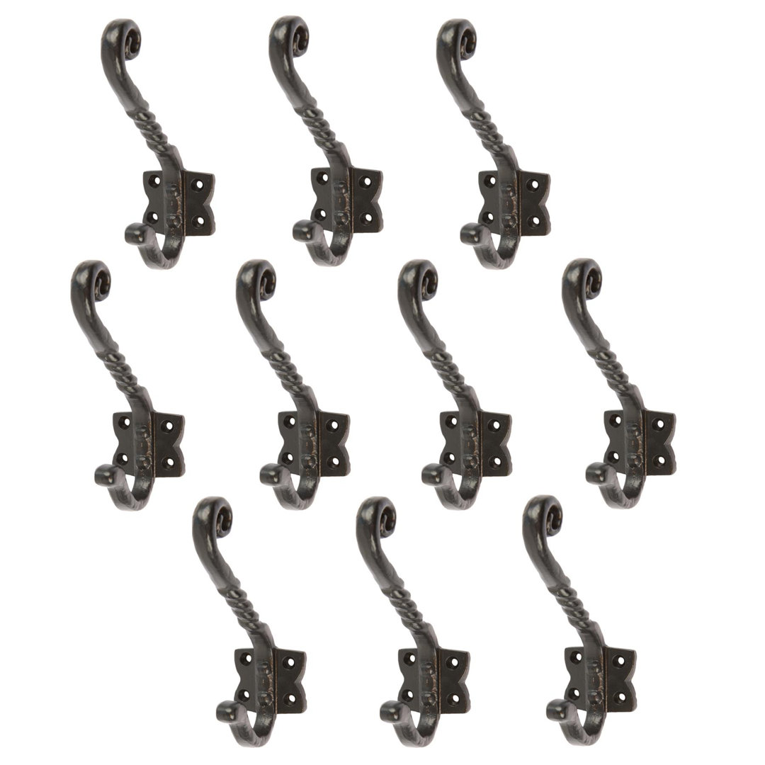 Hammer & Tongs - Twisted Scroll Hat & Coat Hook - W40mm x H125mm - Black