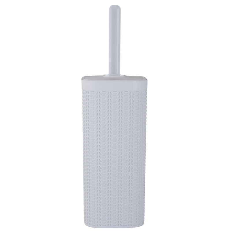 White Hygienic Plastic Toilet Brush and Holder Set