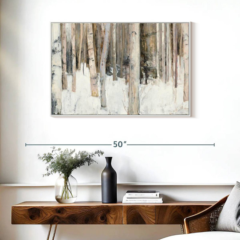 Lumière chaude d'hiver III, Cadre flottant blanc, 37 po x 25 po