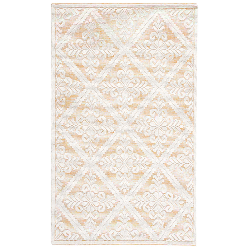 Vermont Hand Woven Wool Damask Rug, Rectangle 4' x 6'