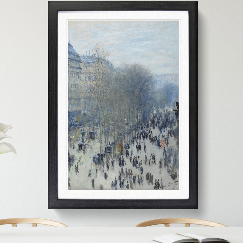 Boulevard Des Capucines by Claude Monet - Picture Frame Painting, Black, 36cm H x 27cm W x 2cm D