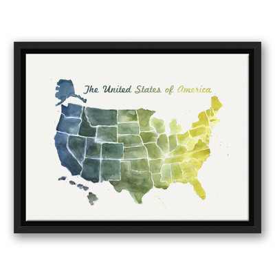 Watercolor United States Map, reproduction d'art sur toile