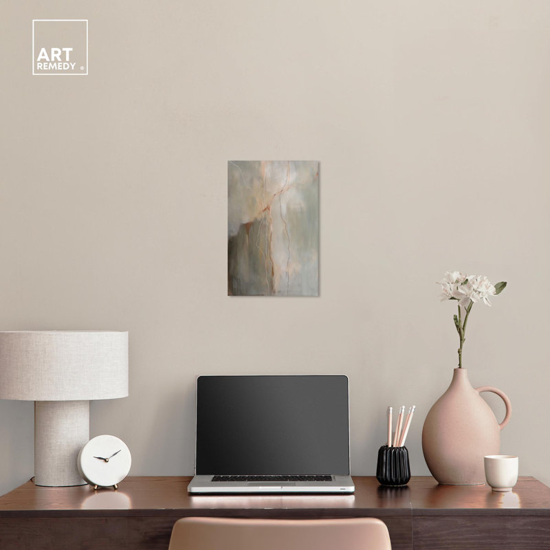 Fiery Traces IV Vertical Abstract Canvas Art in Gray and Beige