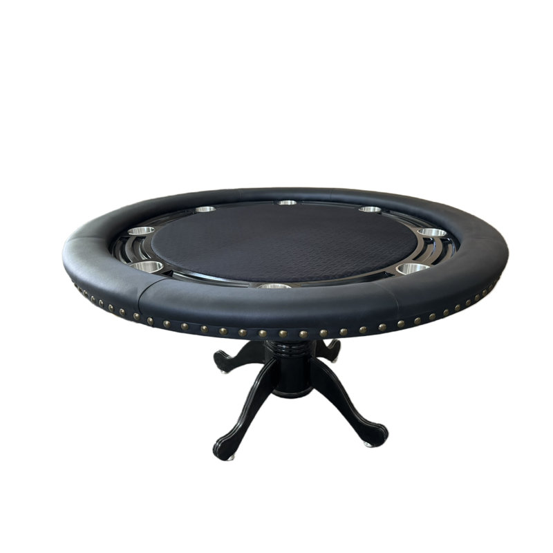 Round Poker Table with chip tray Jumbo Size Cupholder Speed Cloth for 8 Players