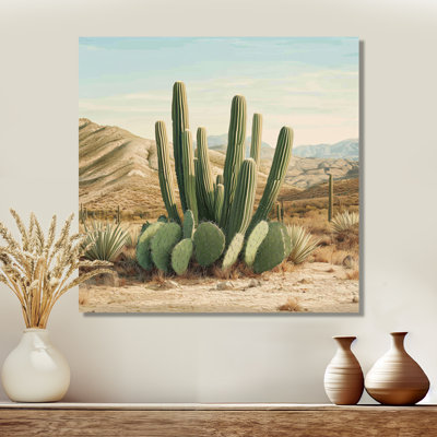 Cactus et les montagnes du désert III - Cactus grand, art mural