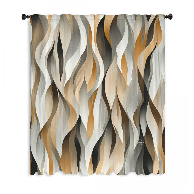Waves Window Curtains, Abstract Blockout & Sheer Curtains - 1 Panel, 50" W x 84" L