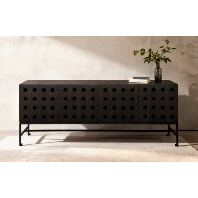 Buffet 4 portes Becca au fini noir antique sur bois de pin massif