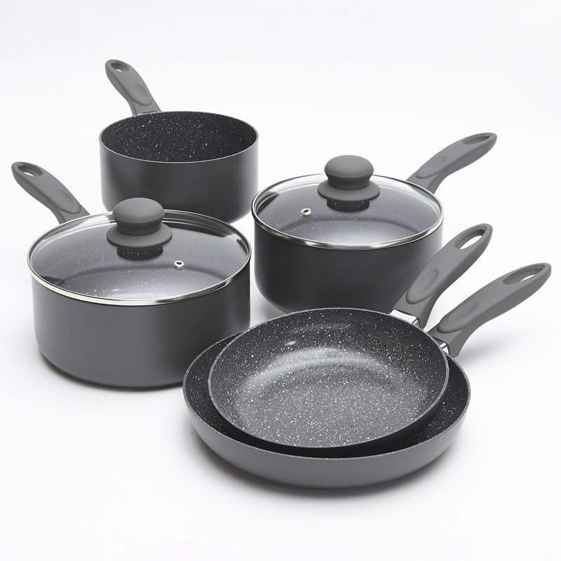 5 Piece Aluminium Grey Non-Stick Cookware Set