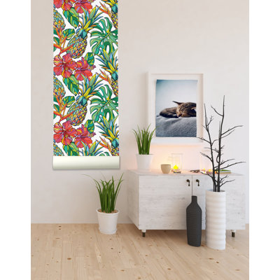 Murale à peindre les ananas et les feuilles de palmier