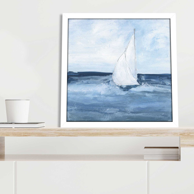 Voiliers I - Peinture, L 37,5 po x H 37,5 po, Cadre blanc