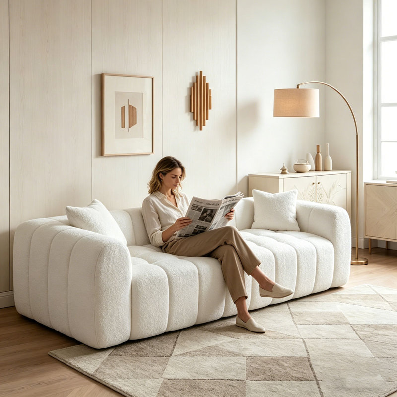 102.7" Oversized Cloud Compressed Sofa, White