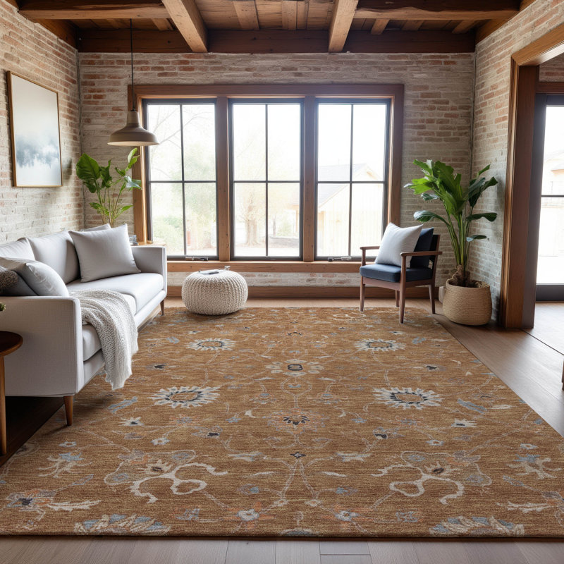 Premium Machine Washable Ducote AMF1137 Global Rug, Rectangle 5 pi x 7 pi 6 po