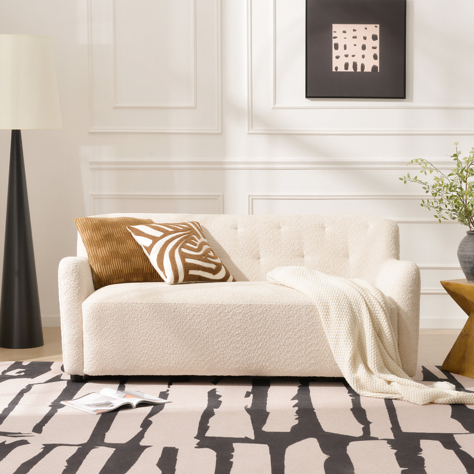 Fae 66" Loveseat, Natural Textured Chenille
