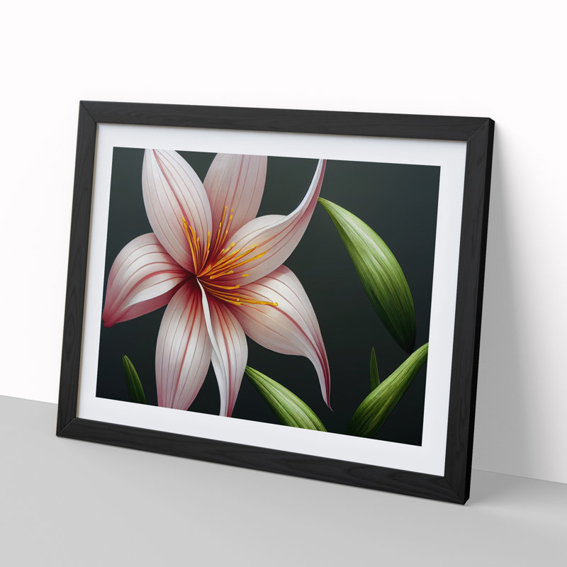 Futuristic Lily Flower Vol.4 - Single Picture Frame Print, 46cm H x 64cm W x 2cm D, Black Framed