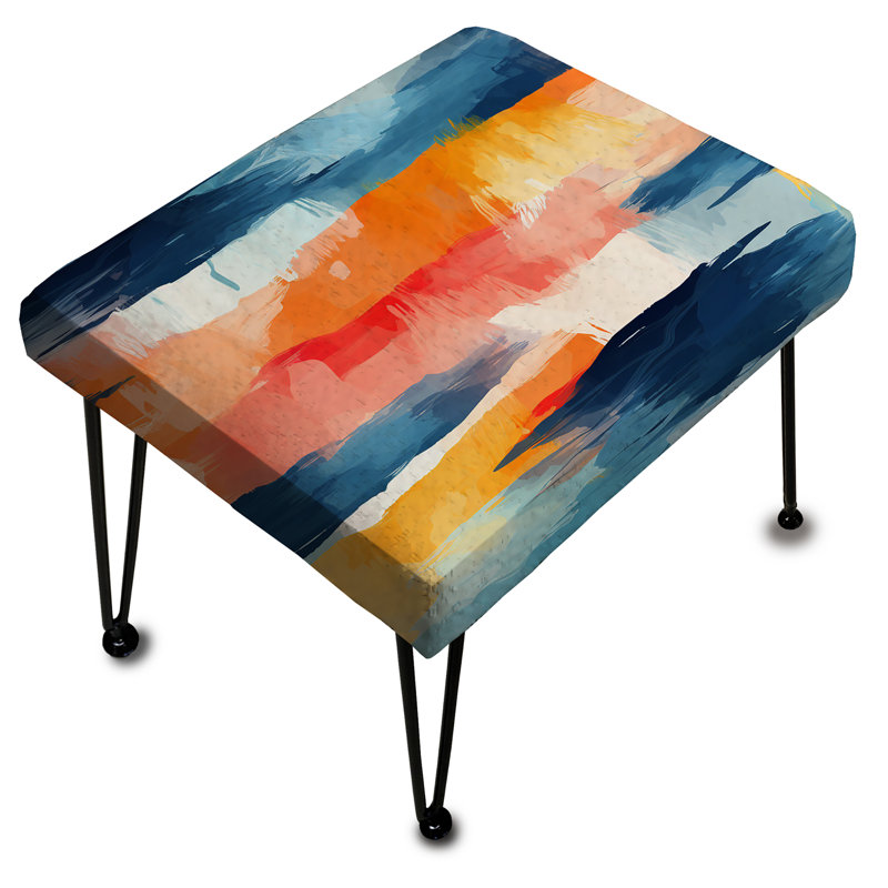Blue Artistic Striped Explosion - Striped Rectangle Ottoman