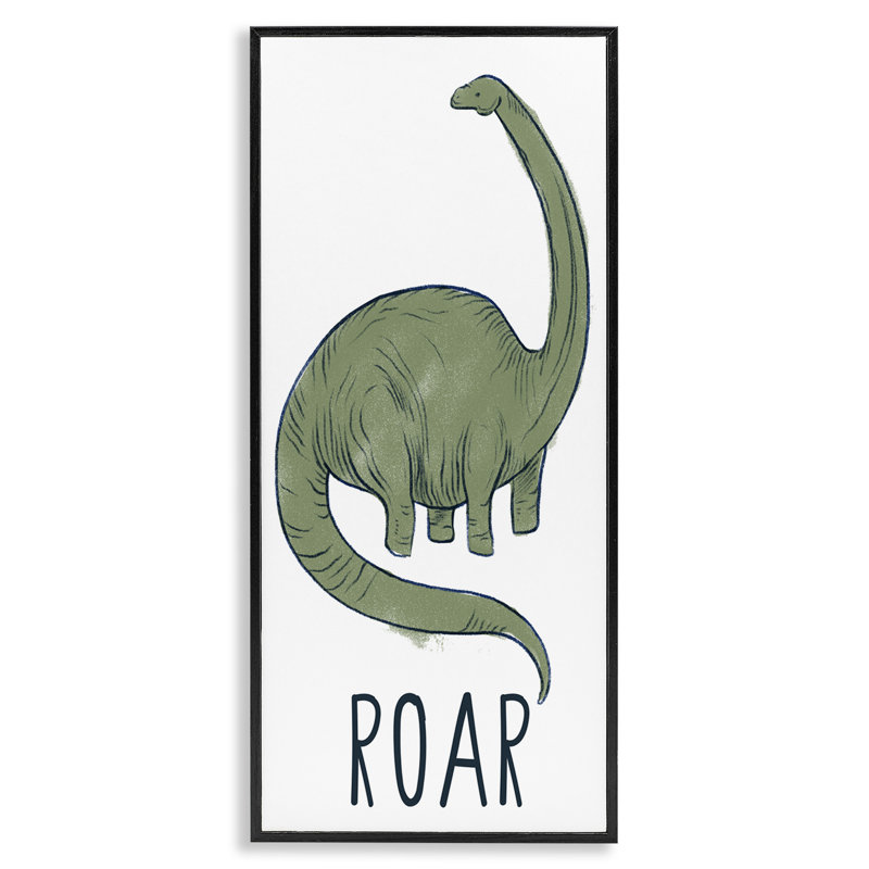 «Dinosaur Roar Brachiosaurus Giclee» par Daphne Polselli, Giclée encadrée noir minuit, H 24 po x l 10 po