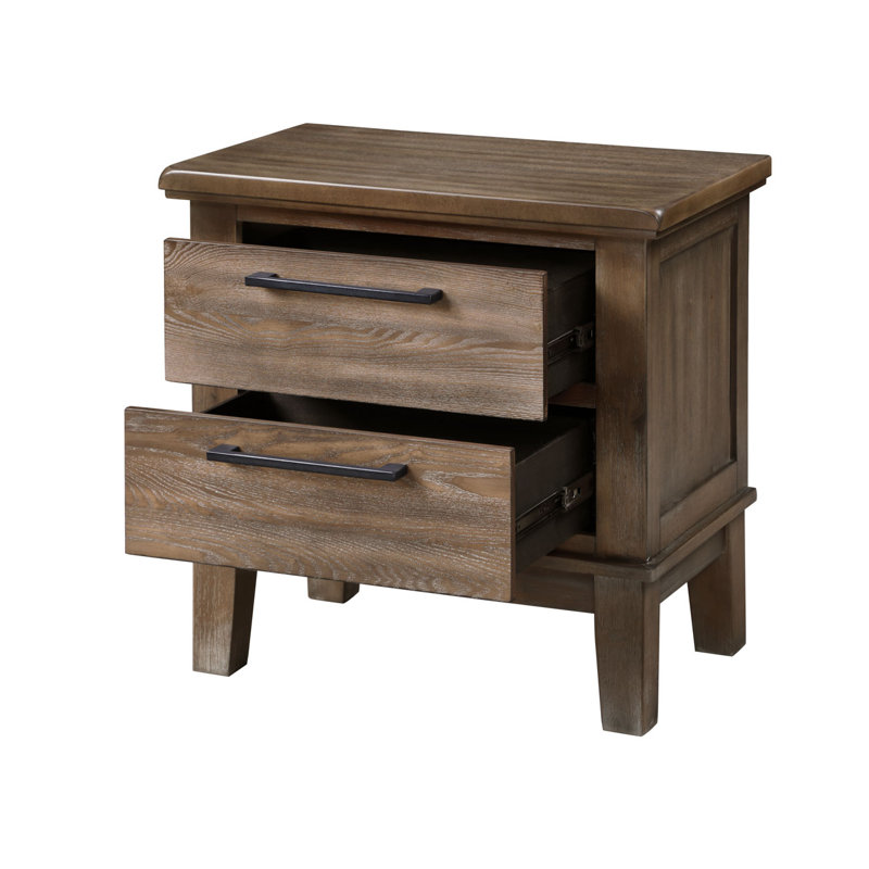 Table de chevet 2 tiroirs Feodora en brun rétro
