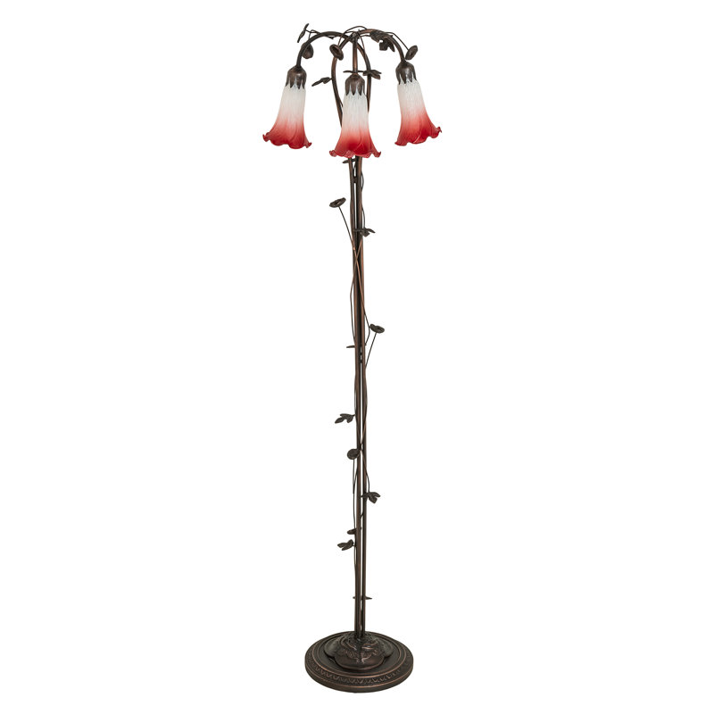 Lampe sur pied à branches 58 po, Rose / blanc