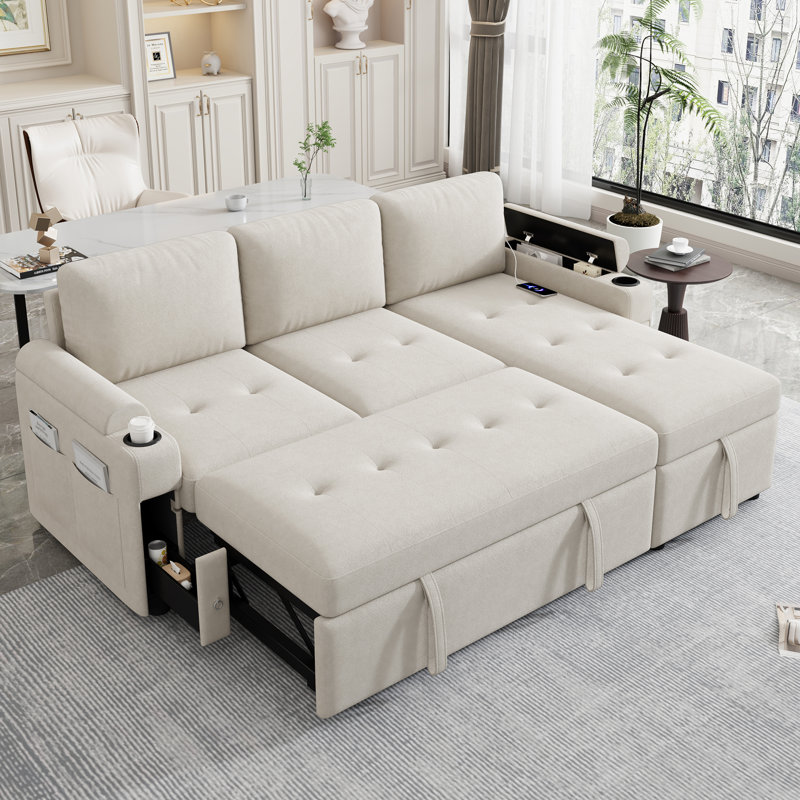Canapé modulaire de 83,5 po avec canapé en L et canapé-lit