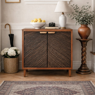 Millwood Pines Asante Vintage Storage Accent Textured 2-Door Cabinet with  with Wood Handles,Rich Brown & Reviews - Wayfair Canada