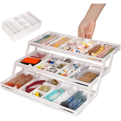3-tier Expandable Drawer Organizer White