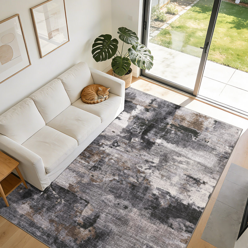 Ultra Thin Washable Area Rug – Modern Abstract Carpet, Non-Slip & Non-Shedding, Spot Resistant for Living Room, Bedroom, Hallway, Dining Room, Office – Blue & Colorful, Multiple Sizes