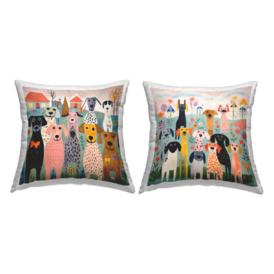 Puppy Love Scene Printed Outdoor Throw Pillow Design by Lazar Studio (Set of 2)