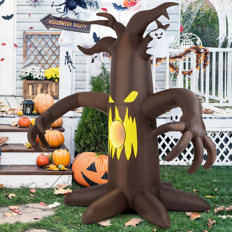 Décoration d'Halloween effrayante pour arbre mort 7,8 pi avec 5 lumières DEL brillantes