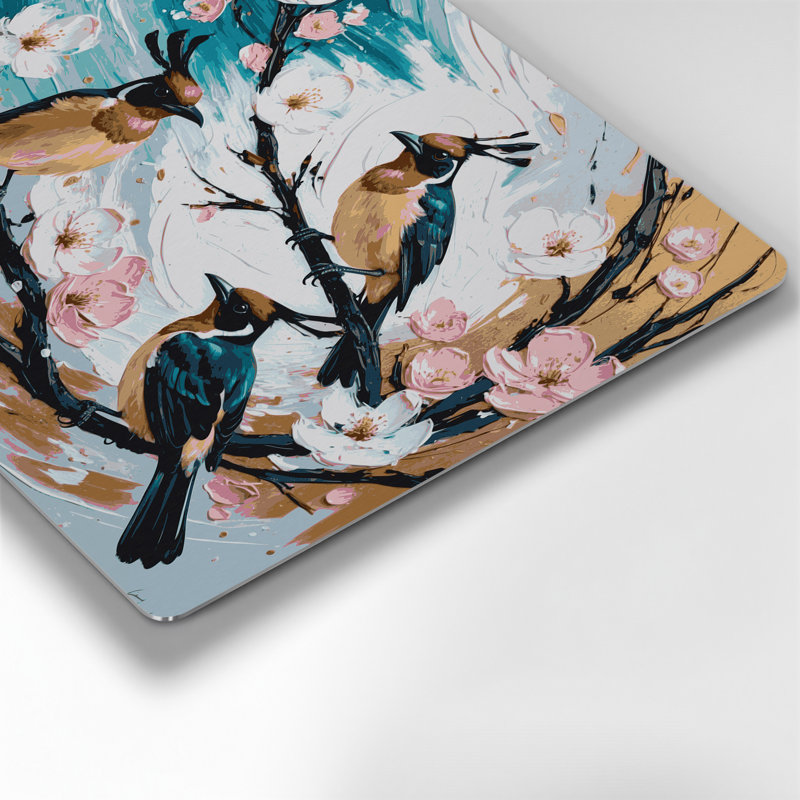 Oiseaux rouges, art mural gris Bulbul, H 144 po x l 216 po x P 0,05 po