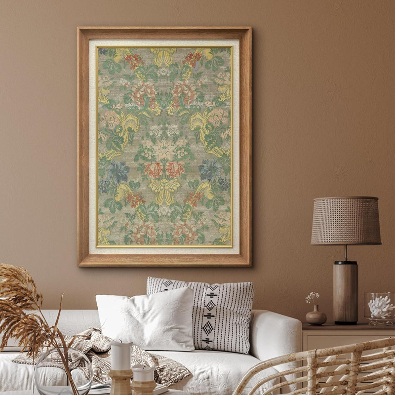 «Vibrant Floral Botanical Tapisserie Nature Wilderness», impression sur papier, Cadre noir, Natural