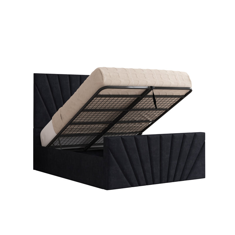 Odolo Upholstered Ottoman Storage Bed, Black, Double (4'6)