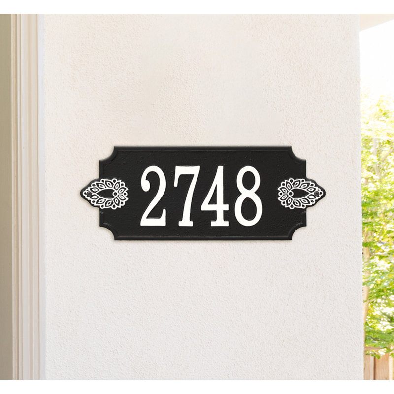 Plaque d'adresse murale personnalisée 1 ligne Sofia, Noir / blanc, Oui