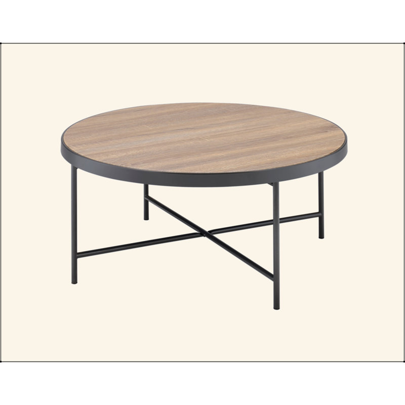 Weathered Gray Oak & Metal Finish Coffee Table