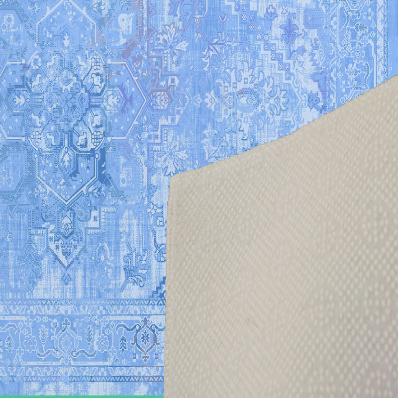 Tapis oriental en polyester bleu Dunham, Rectangle 2 pi 7 po x 3 pi 11 po