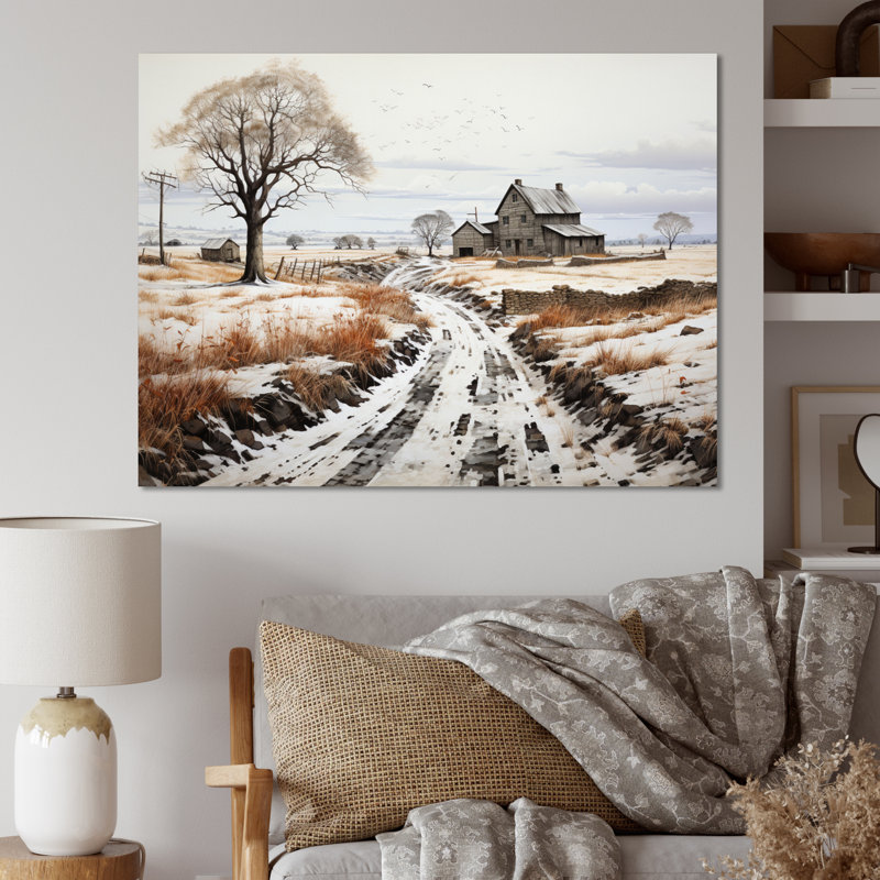 " Winter Farm Monochrome Harvest I ", Toile tendue, H 30 po x l 40 po x P 1,5 po