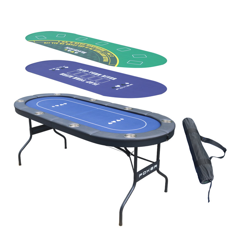 Table de poker pliable 8 joueurs avec 2 tapis de jeu interchangeables Rioloiuy