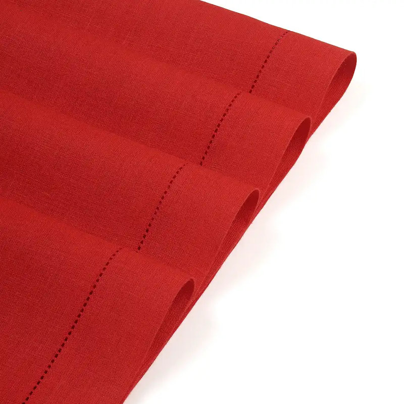 Ensemble de 4 napperons Signature en lin 100% lin pur Signature, Rouge
