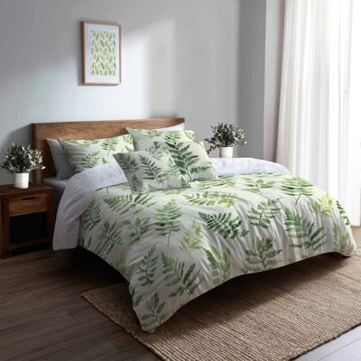 Ensemble de housse de couette et coussin décoratif Coastal Bed Of 5 - Floral Fern Whisper